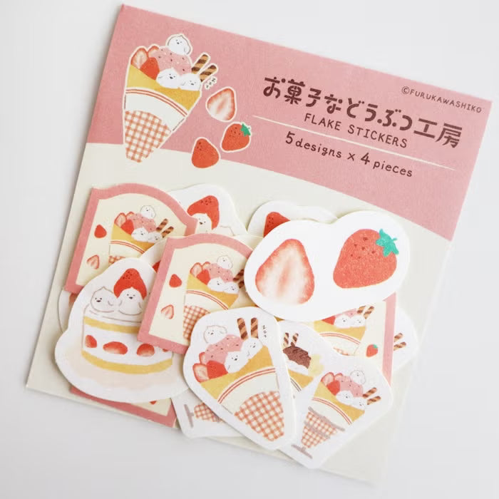 Furukawashiko Washi Flake Stickers - Sweets Animal Workshop Vol. 3 - Crepe Kotori