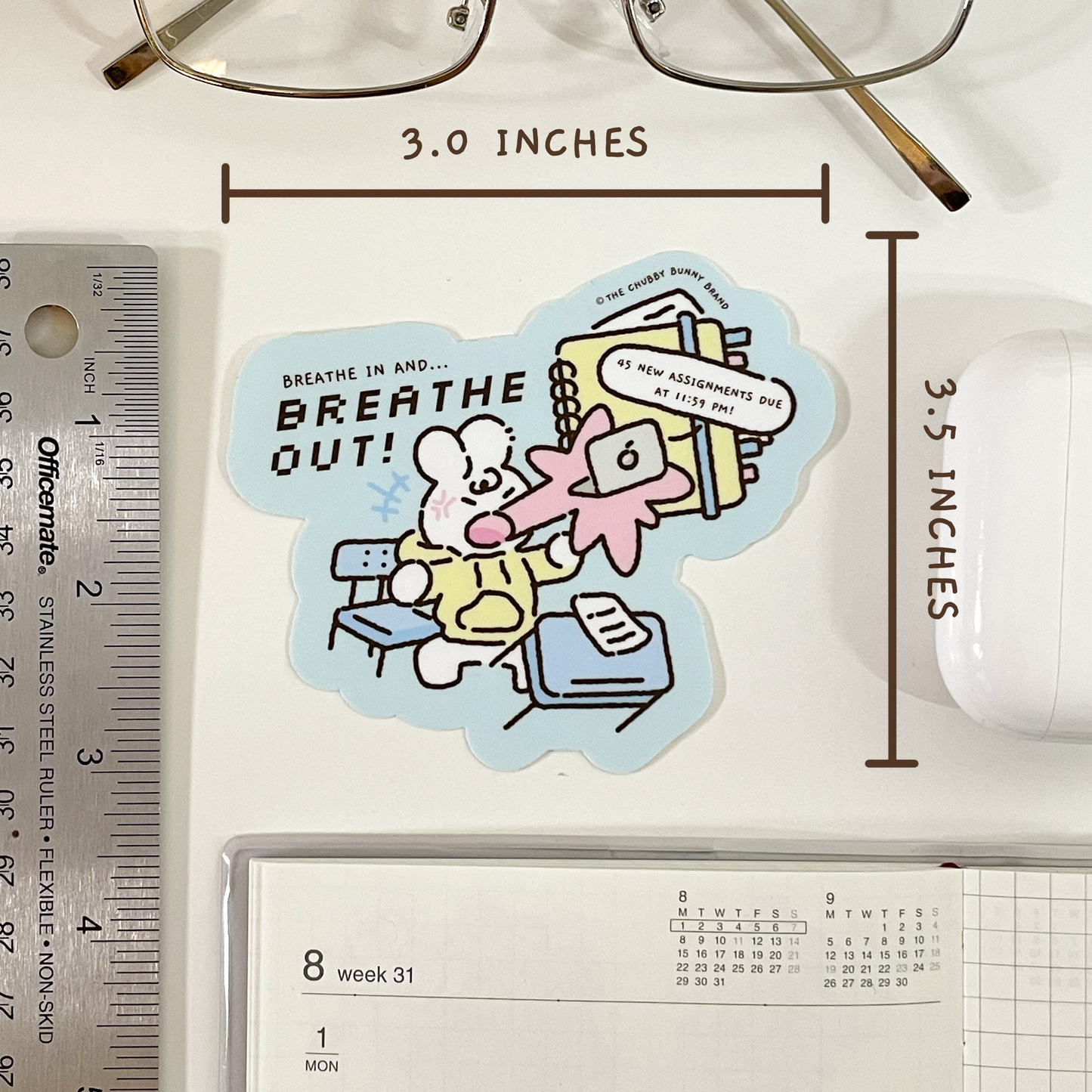 The Chubby Bunny Brand - Breathe In Breathe Out Vinyl Sticker