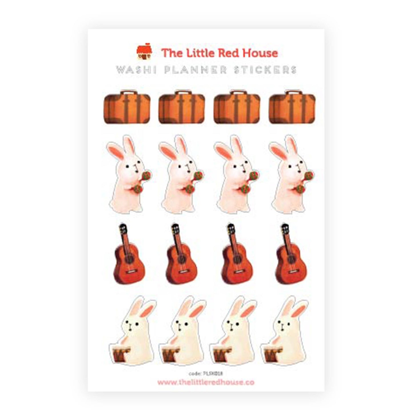 The Little Red House - Bunny Music Planner Washi Stickers