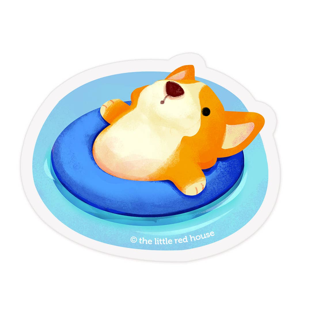 The Little Red House - Chill Corgi Clear Sticker