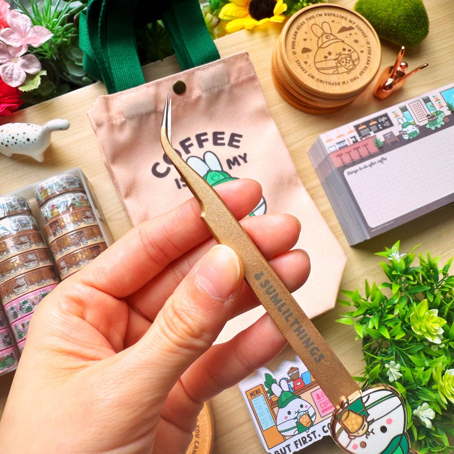SumLilThings - Enamel Sticker Tweezer - Lil' Coffee Run (Fine Point)
