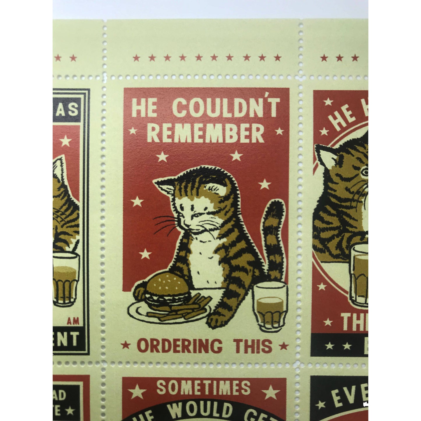 The Portland Stamp Company - Drunk Cats - Lick & Stick Stamps