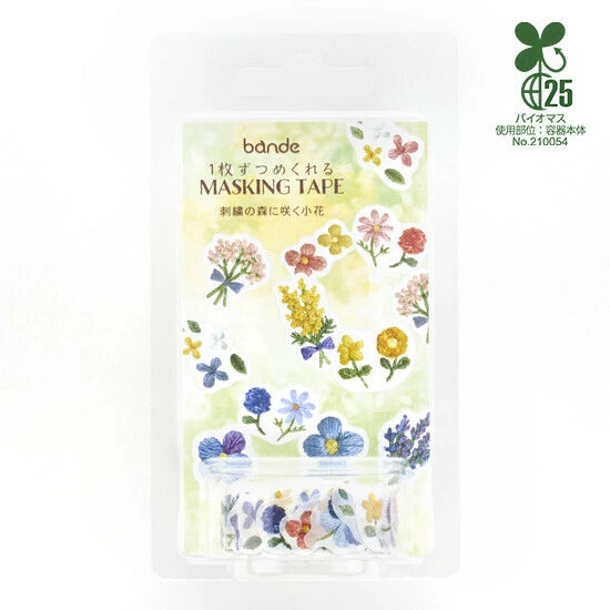 Bande Washi Tape Sticker Roll - Small Flowers Blooming in the Embroidery Forest