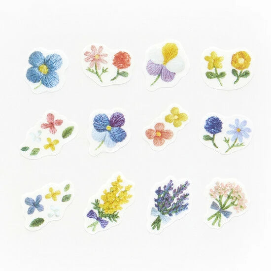 Bande Washi Tape Sticker Roll - Small Flowers Blooming in the Embroidery Forest