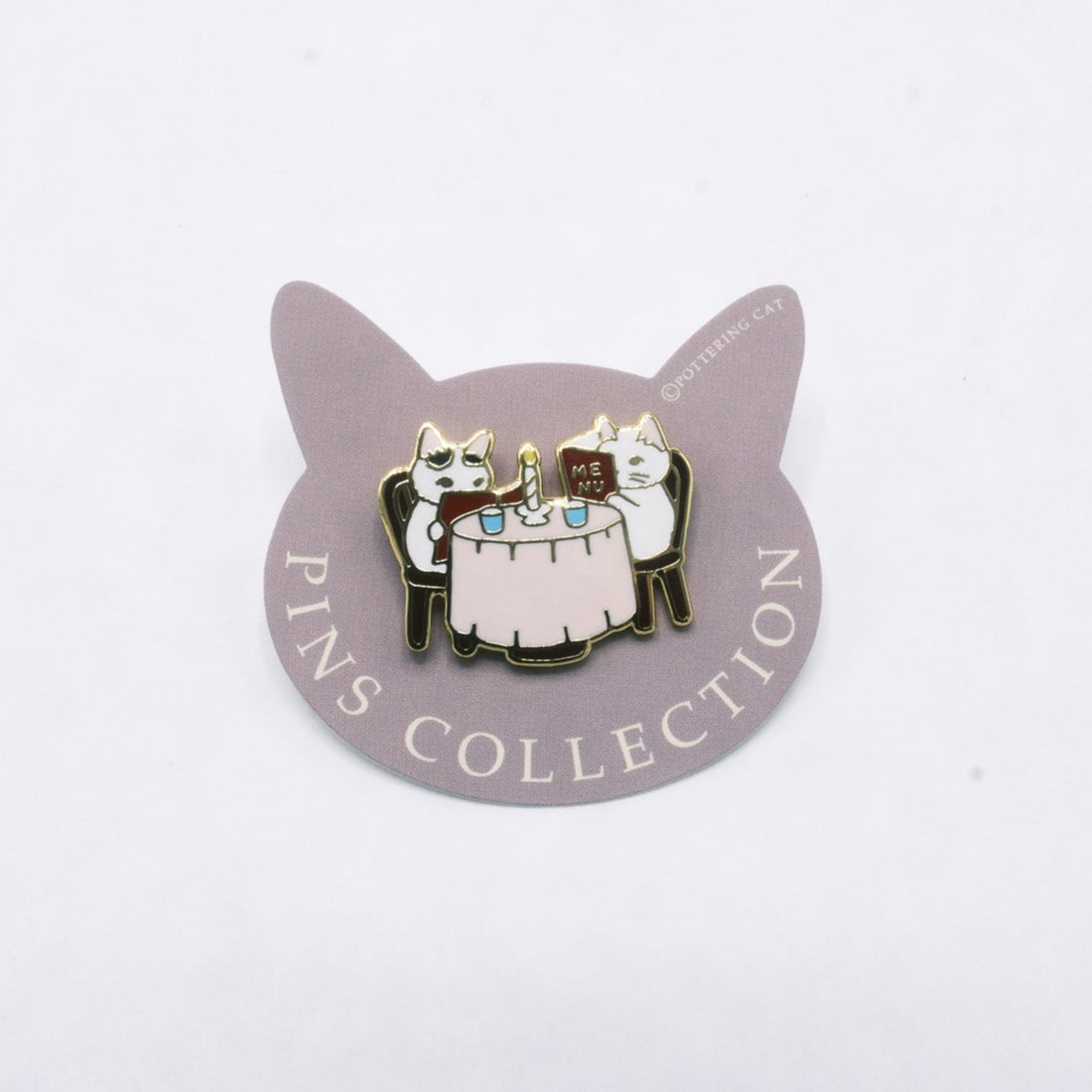 Pottering Cat Enamel Pin -  Table Candle
