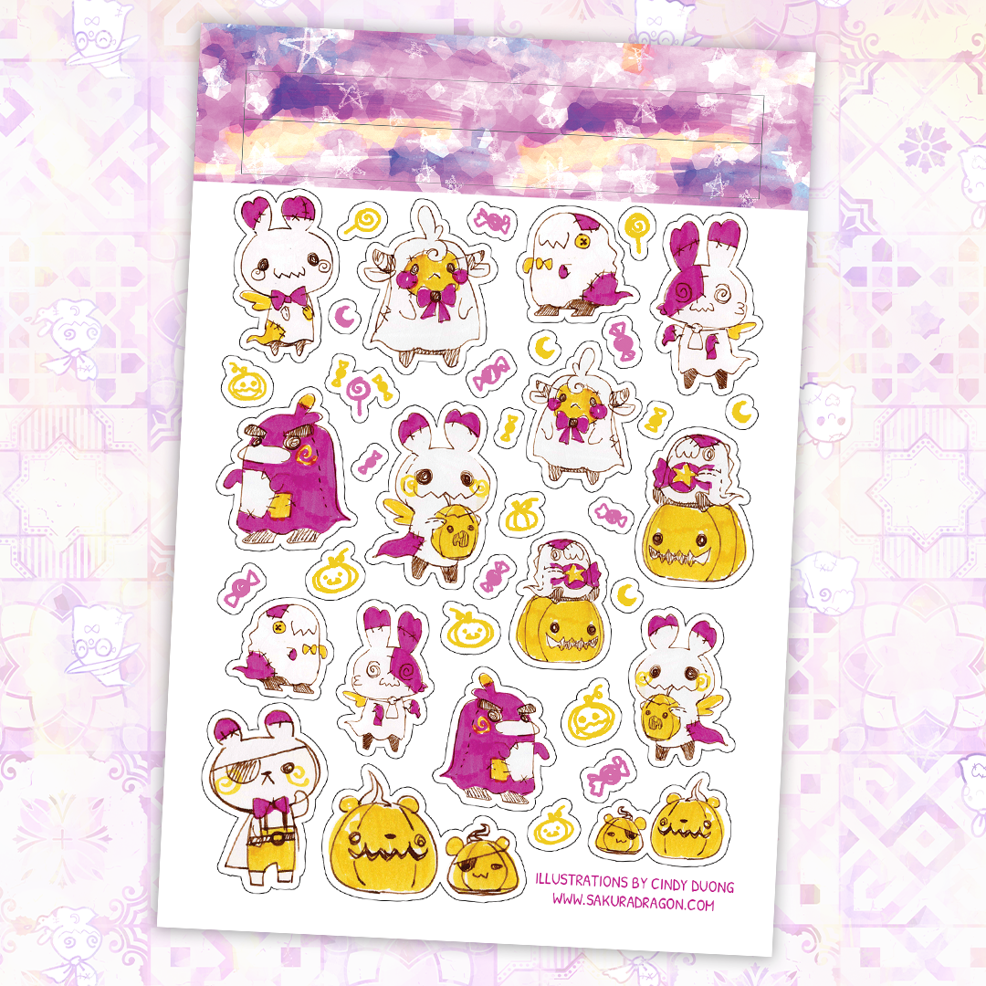 sakuradragon - Sticker Sheet - Patchy Sheet Ghosts