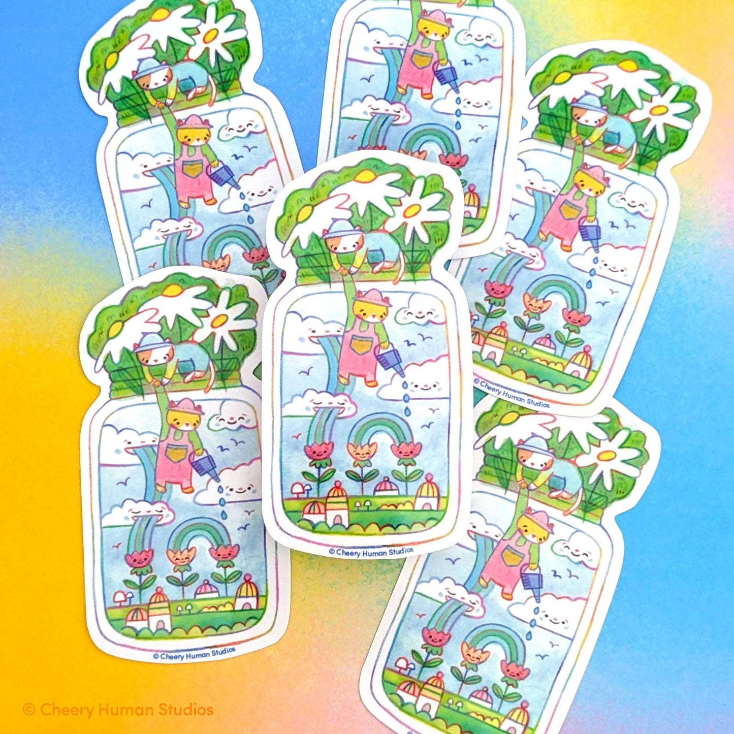 Cheery Human Studios - Vinyl Sticker - Tiny Worlds + Cats: Garden