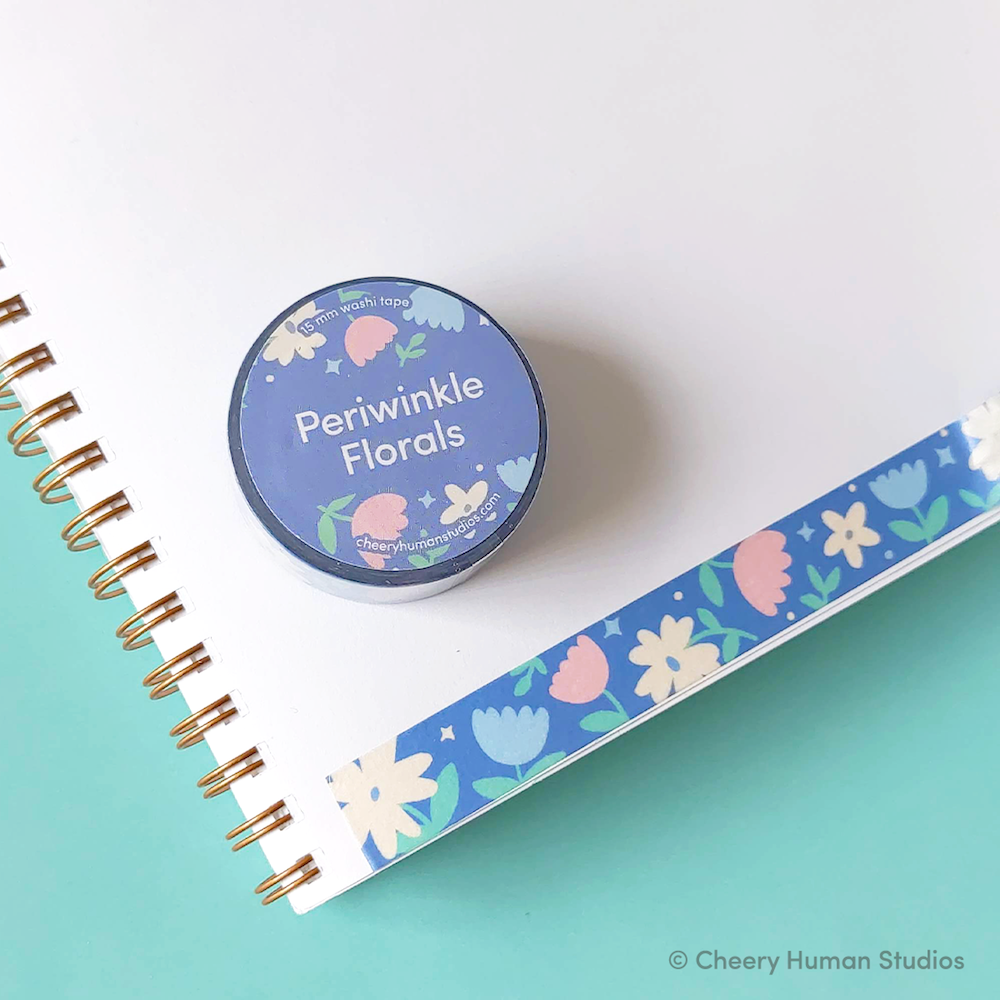 Cheery Human Studios - Periwinkle Florals Washi Tape