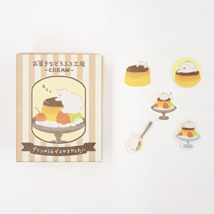Furukawashiko Washi Flake Stickers - Sweets and Animal Workshop, Cream