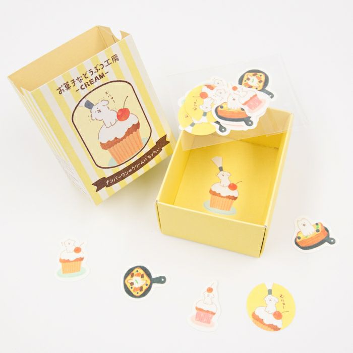 Furukawashiko Washi Flake Stickers - Sweets and Animal Workshop, Cream