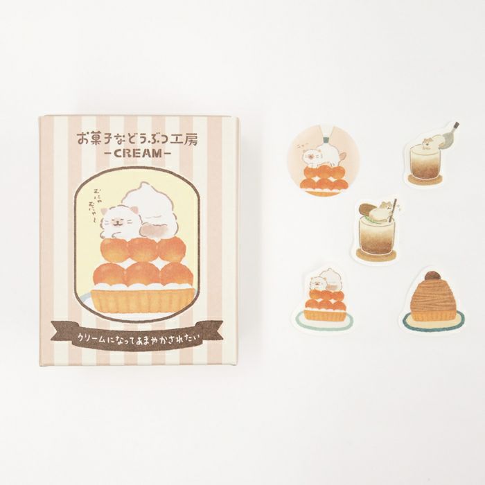 Furukawashiko Washi Flake Stickers - Sweets and Animal Workshop, Cream