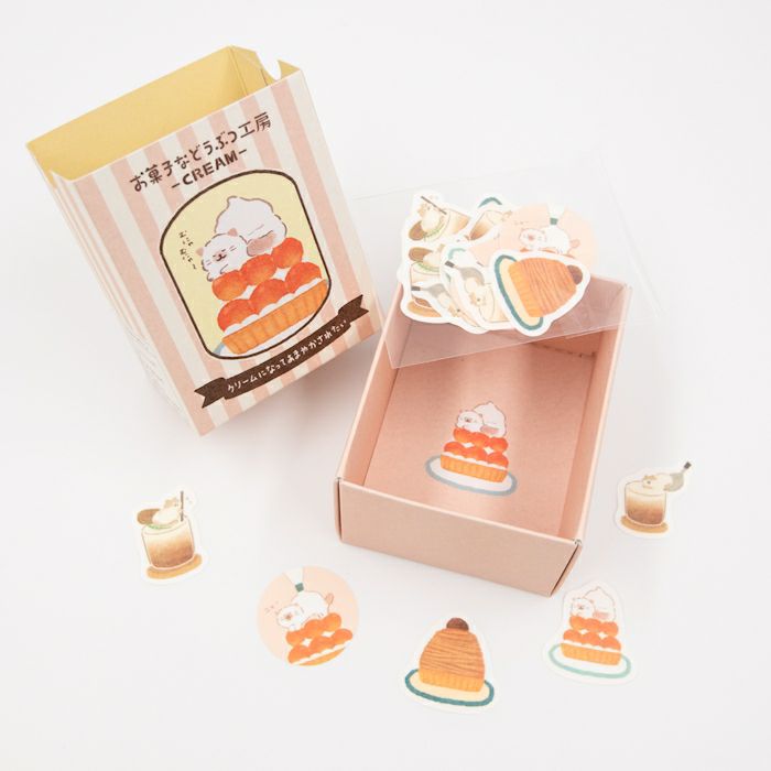 Furukawashiko Washi Flake Stickers - Sweets and Animal Workshop, Cream