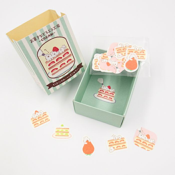 Furukawashiko Washi Flake Stickers - Sweets and Animal Workshop, Cream