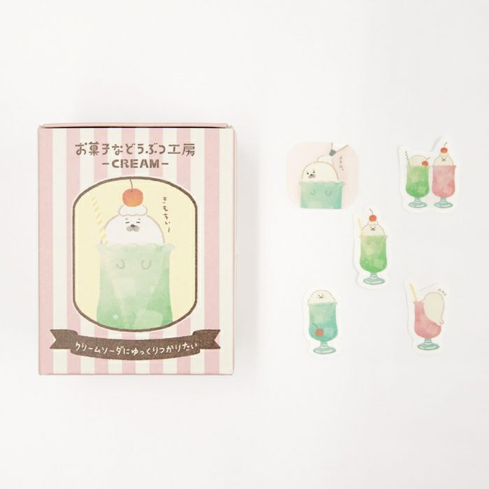 Furukawashiko Washi Flake Stickers - Sweets and Animal Workshop, Cream