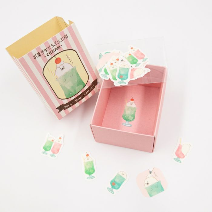 Furukawashiko Washi Flake Stickers - Sweets and Animal Workshop, Cream