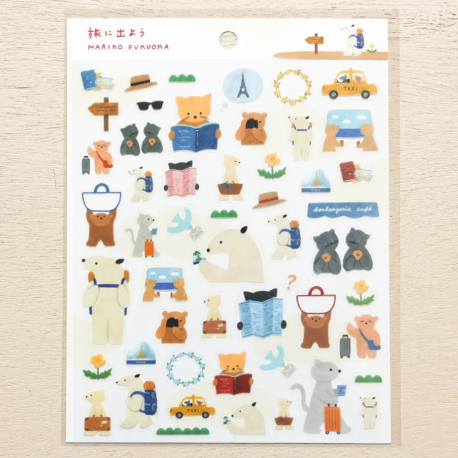 Cozyca x Mariko Fukuoka - Sticker Sheet - Let's Go on a Trip