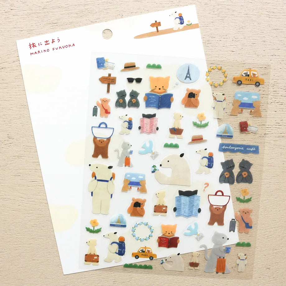 Cozyca x Mariko Fukuoka - Sticker Sheet - Let's Go on a Trip