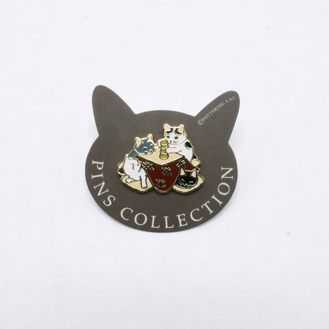 Pottering Cat Enamel Pin -  Kotatsu
