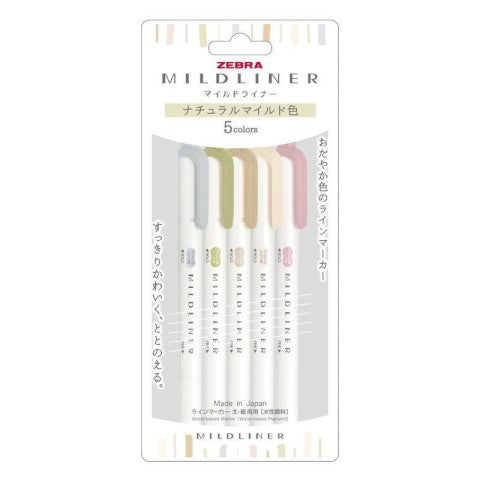 Zebra Mildliner 5 Color Set - Natural Mild
