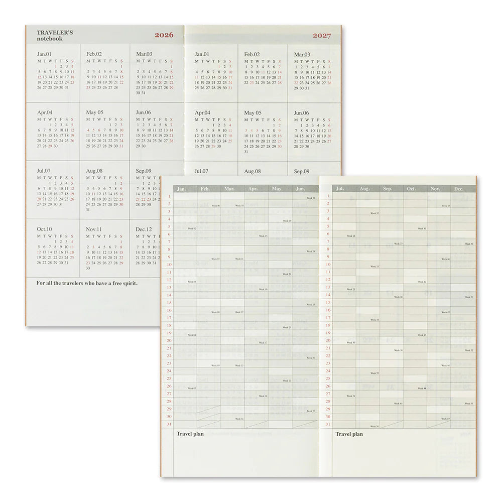 TRAVELER'S Regular Size Refill - 2026 Monthly