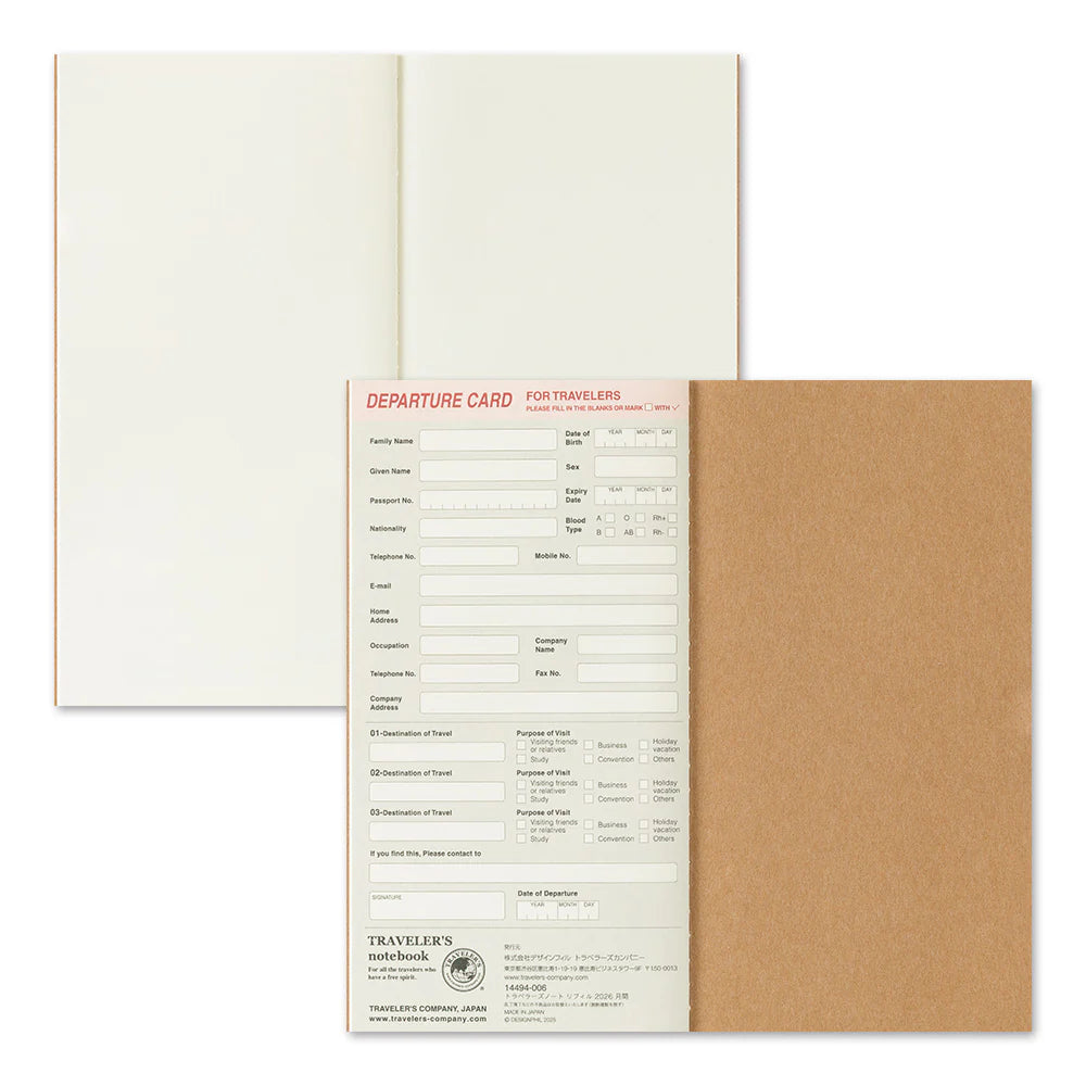 TRAVELER'S Regular Size Refill - 2026 Monthly