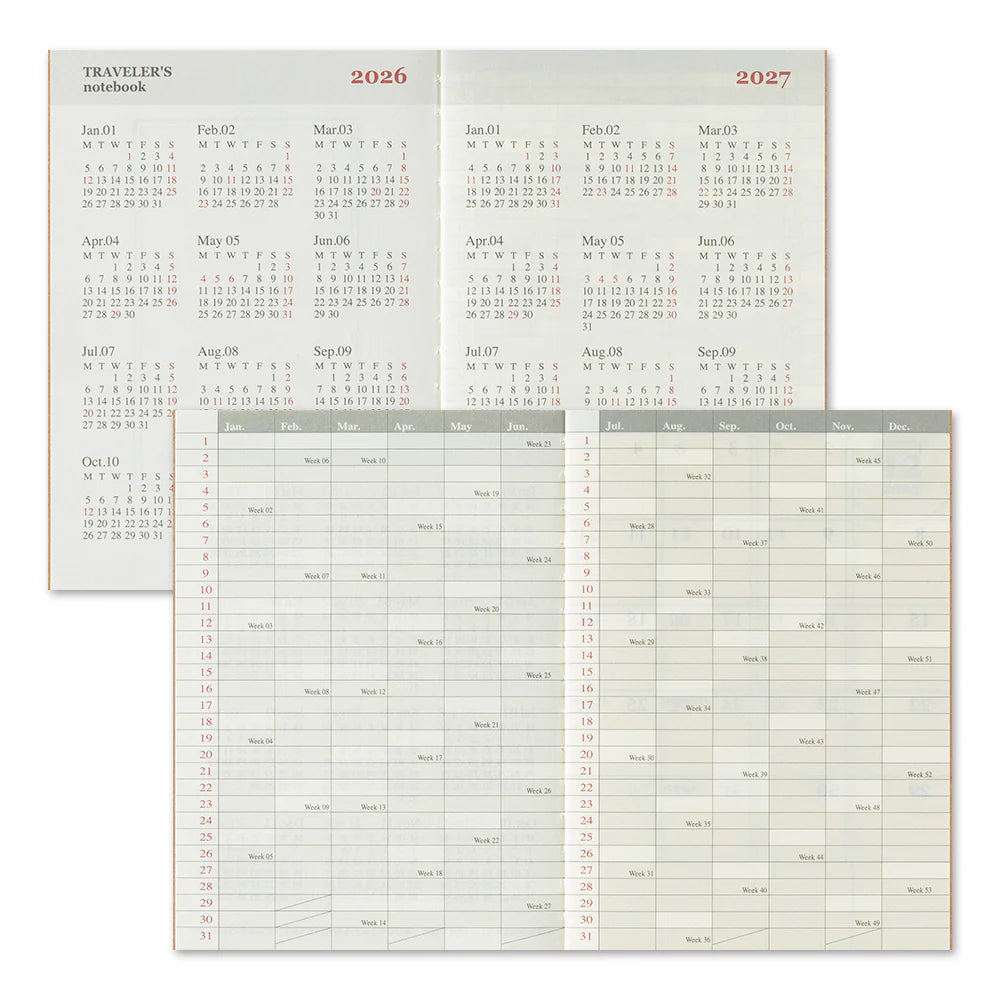 TRAVELER'S Passport Size Refill - 2026 Monthly
