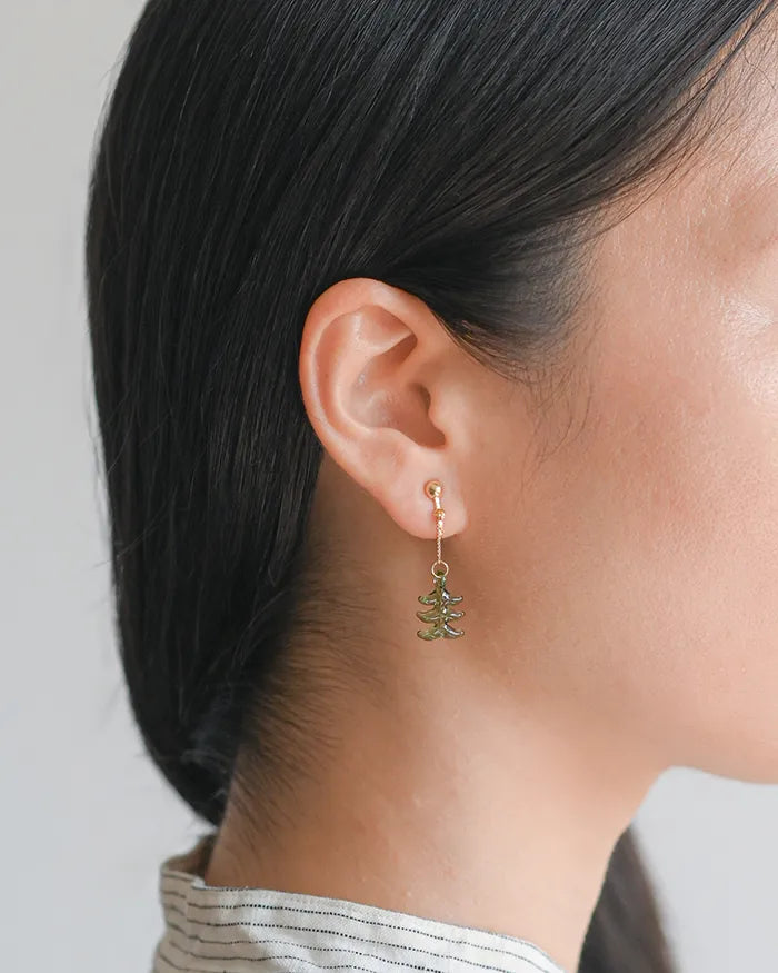 HARIO Lampwork Factory x Iida Umbrella Store - Glass Clip-on Earrings - Mori