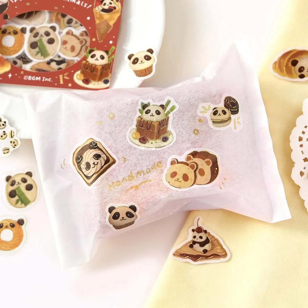 BGM Foil Flake Stickers - Fuwafuwa Animals Vol. 2 Series - Panda Bread