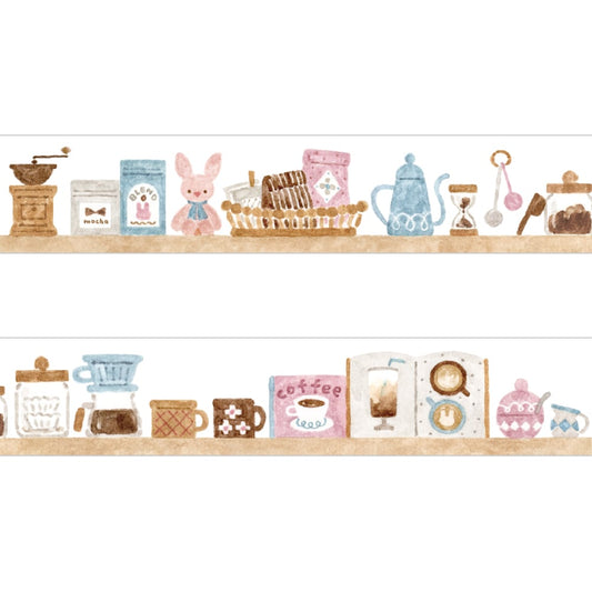 Papier Platz x Nakauchi Waka Washi Tape - Rabbit and Coffee