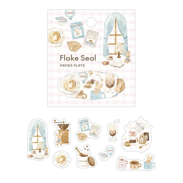Papier Platz x Nakauchi Waka - Flake Stickers - Rabbit and Coffee