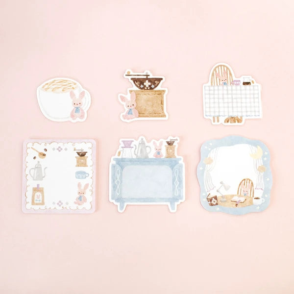 Papier Platz x Nakauchi Waka - Flake Sticky Notes - Rabbit and Coffee