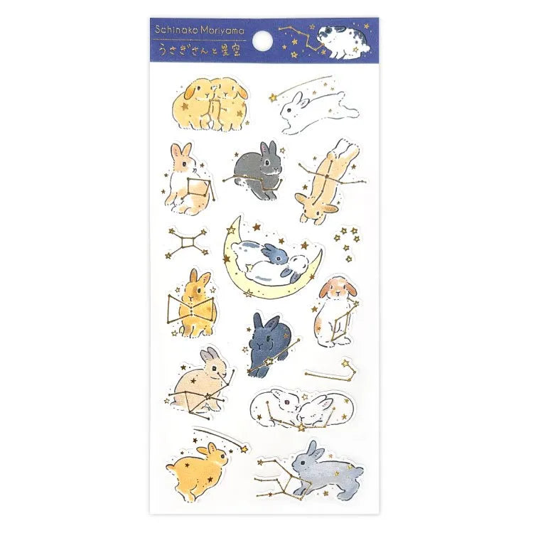 Schinako Moriyama Sticker Sheet - Rabbit and Starry Sky