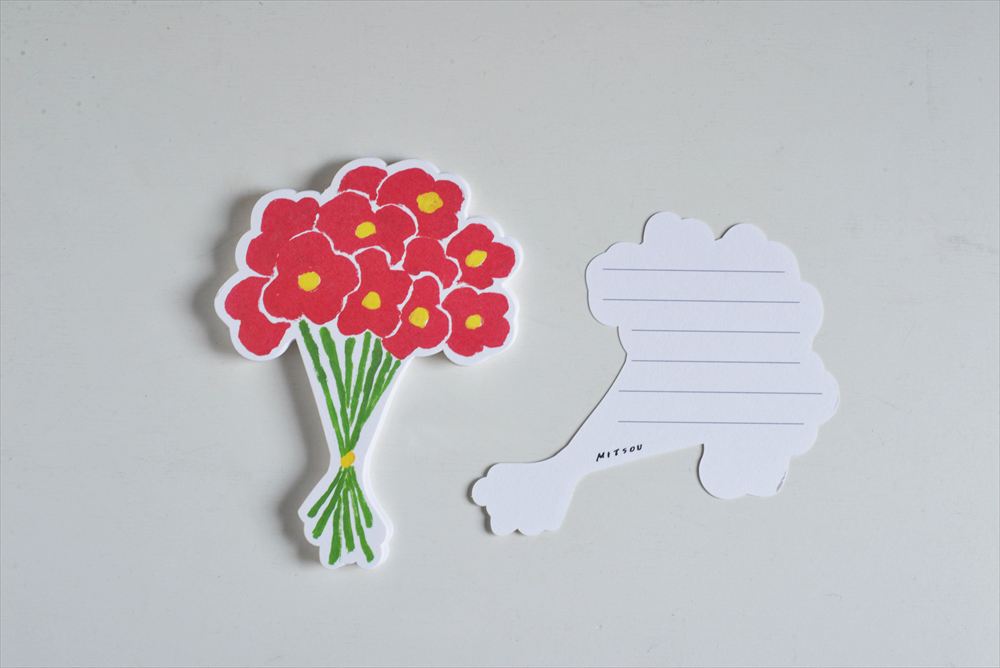 Classiky x mitsou - Die-Cut Message Card - Red Bouquet
