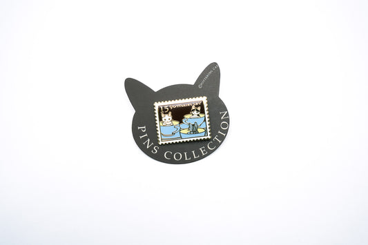 Pottering Cat Enamel Pin - Rotating Coffee