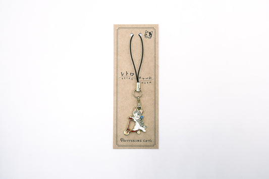 Potteirng Cat Enamel Charm - Scooter