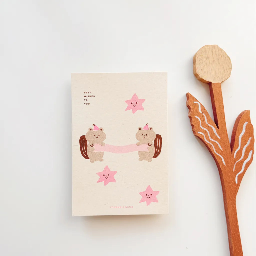 Yohand Studio - Risograph Postcard - Squirrels Blessings