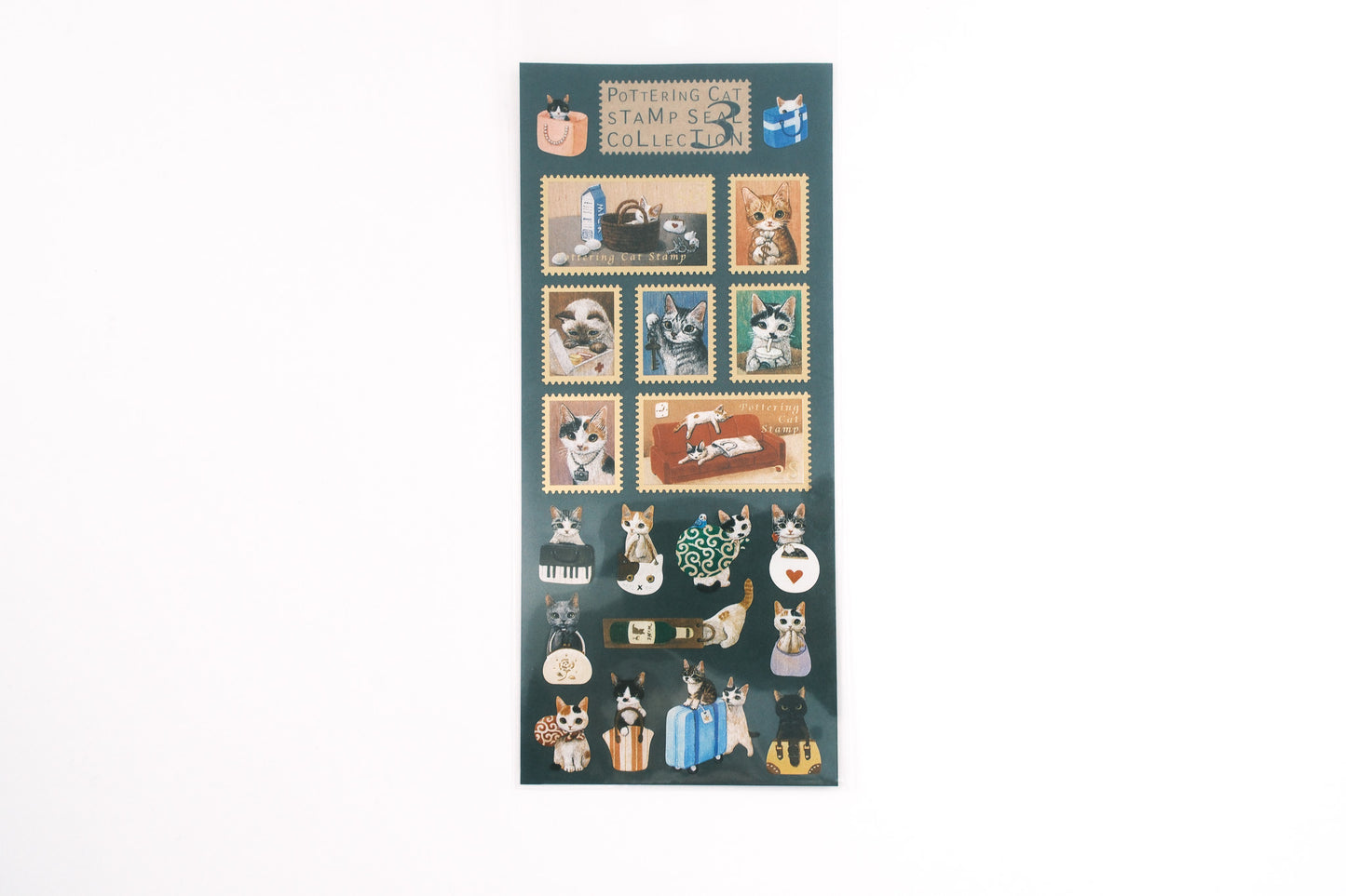 Pottering Cat Sticker Sheet - Stamp Style 3