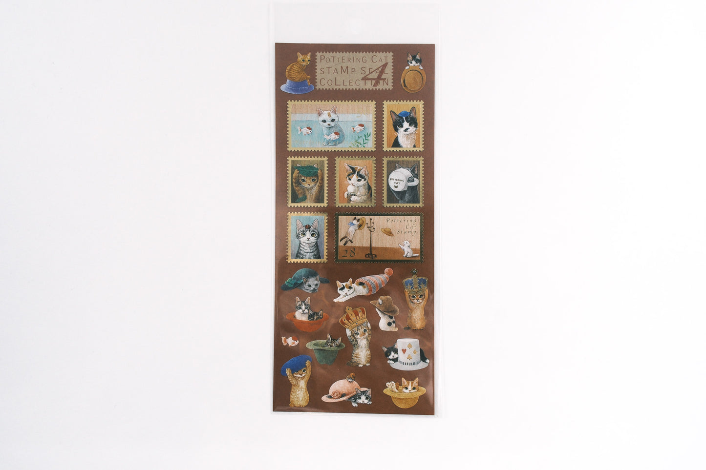 Pottering Cat Sticker Sheet - Stamp Style 4