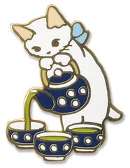 Pottering Cat Enamel Pin -  Tea Art