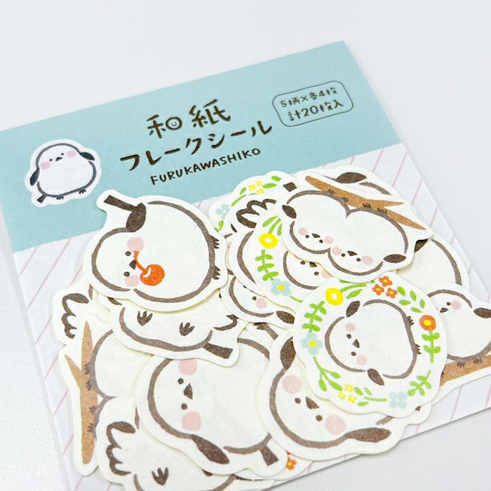 Furukawashiko Washi Flake Stickers - White Bird