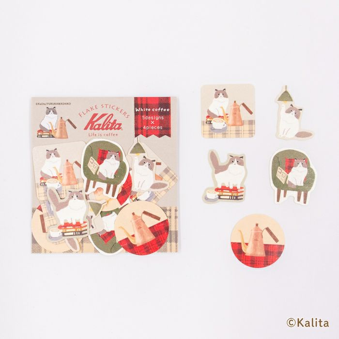 Furukawashiko x Kalita - Life is Coffee Series - Washi Flake Stickers - White Coffee