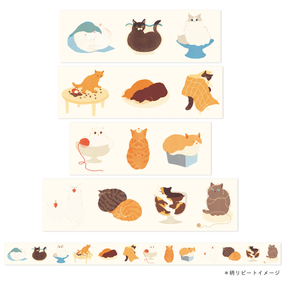 RYU-RYU x mula - Cat Clear Tape - Wide Funny Cat