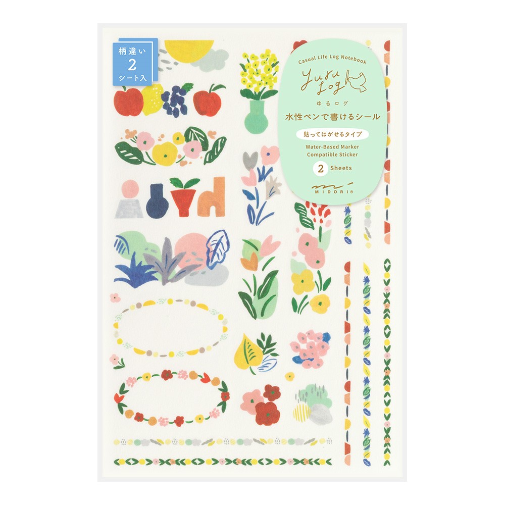 Midori Yuru Log Sticker Sheets - Motif Textile