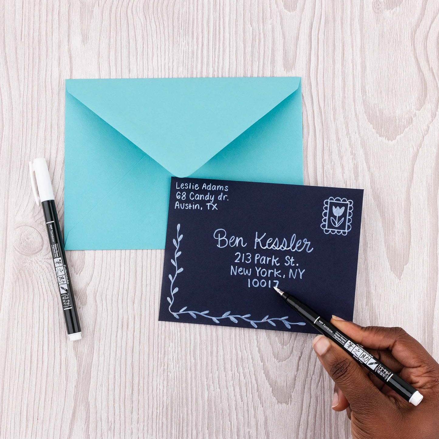 Tombow - Fudenosuke Calligrapy Brush Pens - White - Set of 2