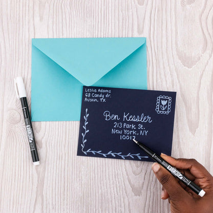 Tombow - Fudenosuke Calligrapy Brush Pens - White - Set of 2