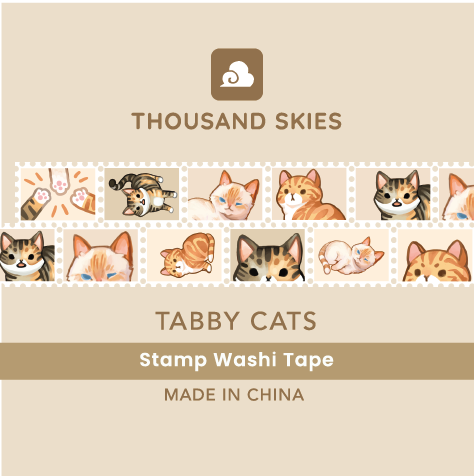 Thousand Skies - Stamp Washi Tape - Tabby Cats