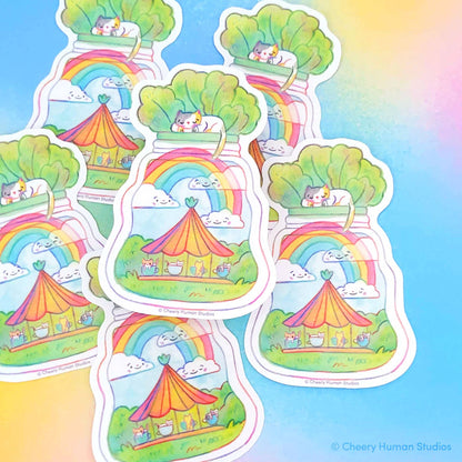 Cheery Human Studios - Vinyl Sticker - Tiny Worlds + Cats: Carousel