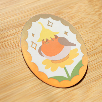 Thousand Skies - Holographic Vinyl Sticker - Flower Robin