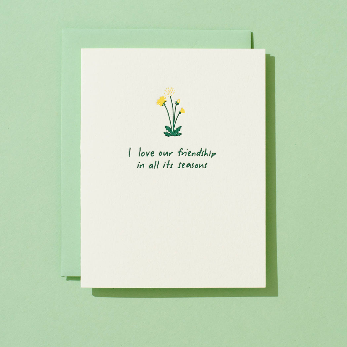 Shorthand Press - Letterpress Greeting Card - Friendship Dandelion
