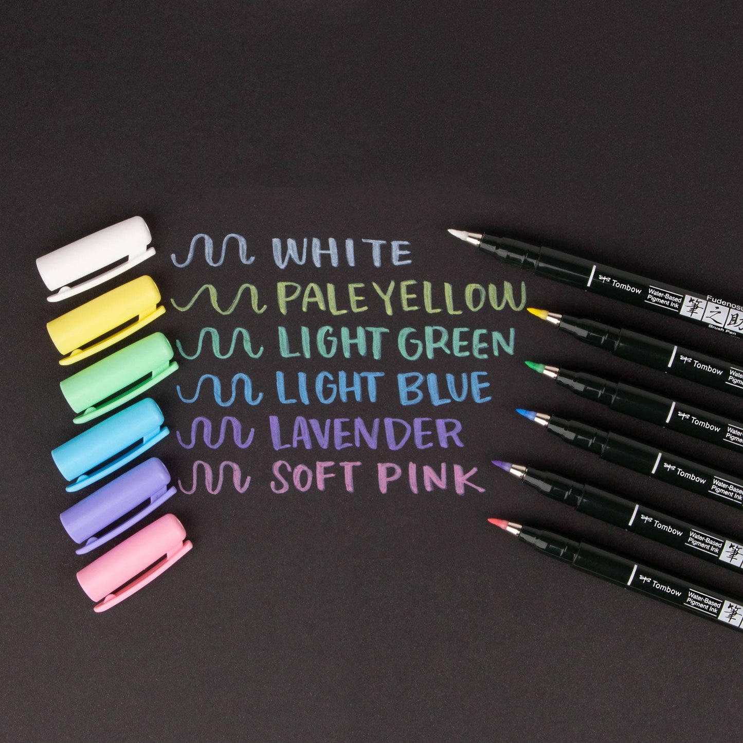Tombow - Fudenosuke Pastel Calligraphy Brush Pens - Set of 6